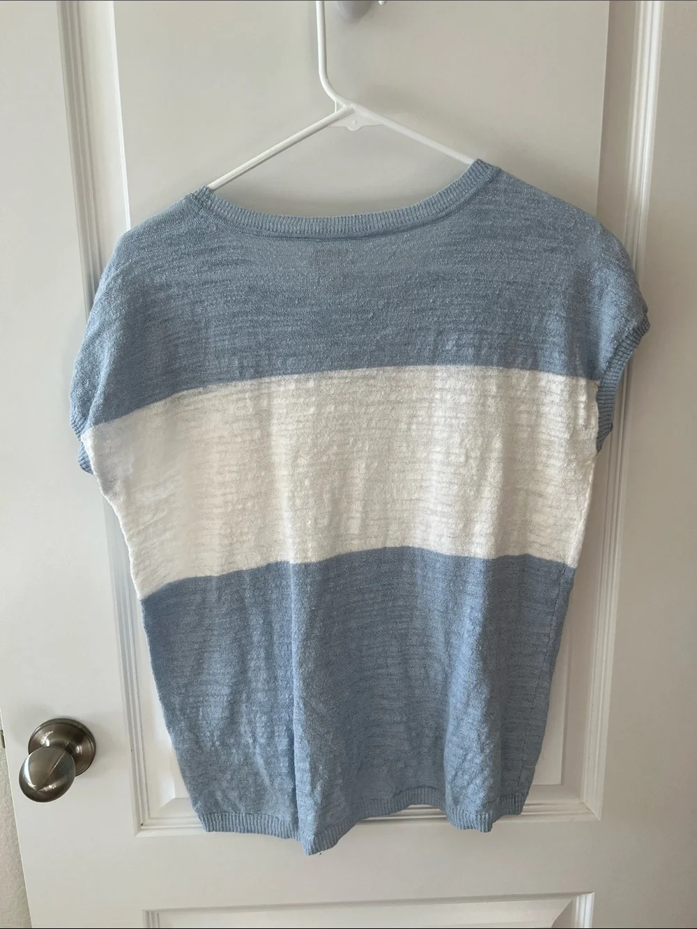 J. Crew Blue and White Striped Short Sleeve Knit